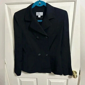 Barami Women’s Lined Double Breasted 100% Wool Black Blazer Size 4 Made In USA